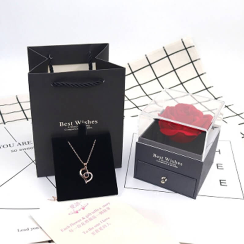 RED ROSE 'ELEGANT' JEWELLERY BOX Rising Shine Jewellery Gifts|Unique Gift  Idea|Gifts For Her|Preserved Rose Jewellery Box