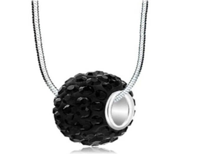 torus-tire-shape-black-rhinestones-pendant-necklace-rising shine-jewellery-jewelry-gift-girl-present