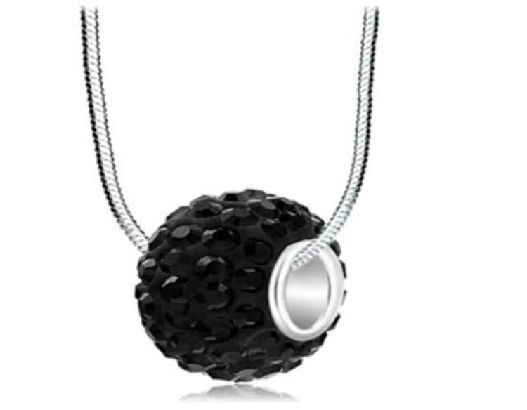 torus-tire-shape-black-rhinestones-pendant-necklace-rising shine-jewellery-jewelry-gift-girl-present