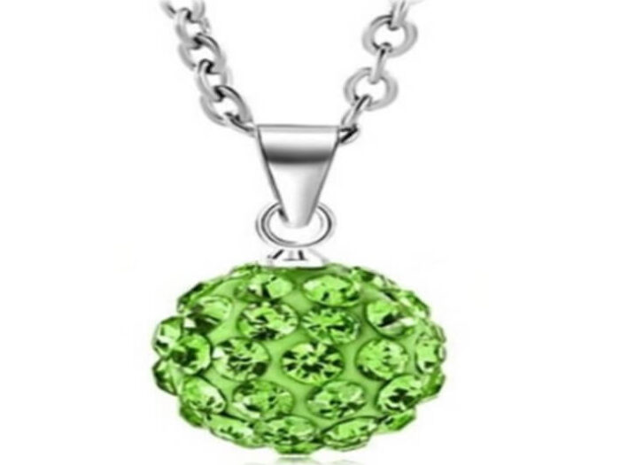 mini disco ball green rhinestones pendant necklace rising shine jewellery jewelry gifts women girls present gift