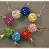 mini disco ball multi rhinestones pendant necklace rising shine jewellery jewelry gifts women girls present gift