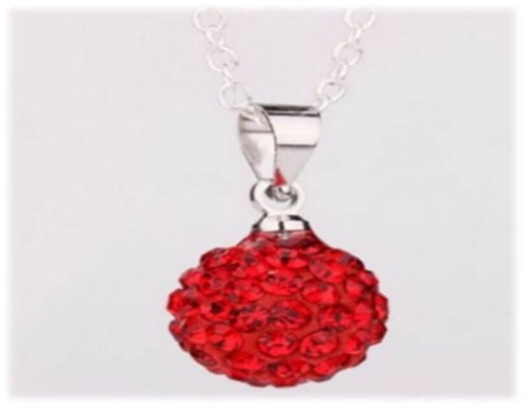 mini disco ball red rhinestones pendant necklace rising shine jewellery jewelry gifts women girls present gift