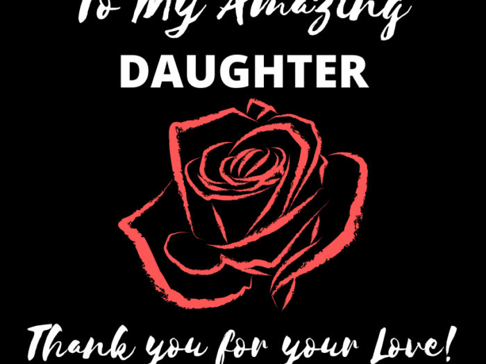 message card to my amazing daughter thank you for your love amazing daughter black card pink rose single flower