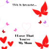 Message card -This is because. I love that you're my mum