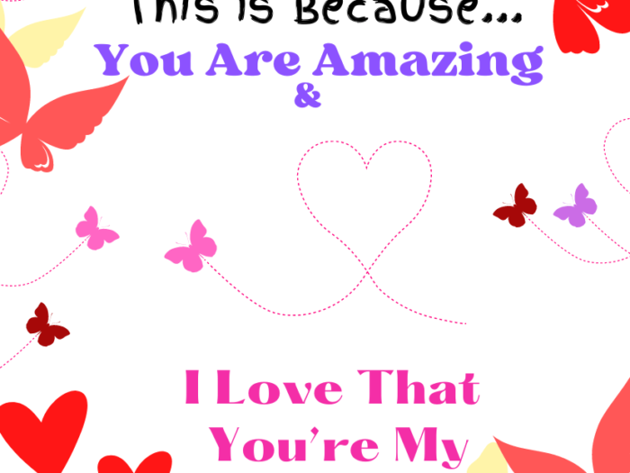 message card. This is because you are amazing and I love that you're my sister